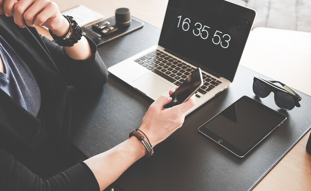 tech products on a table