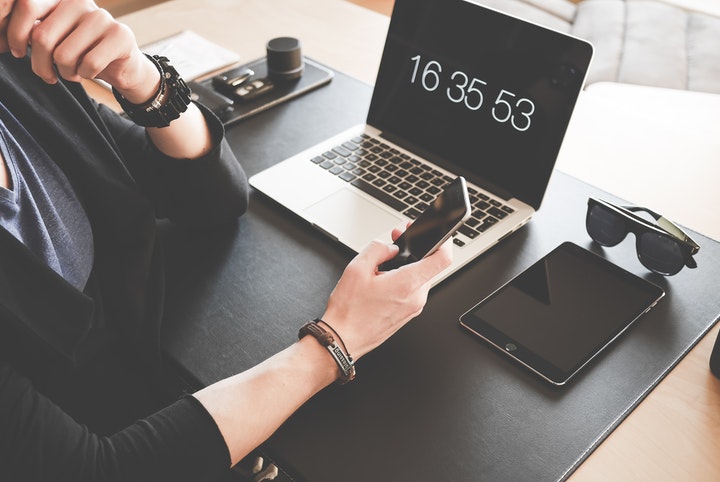 tech products on a table